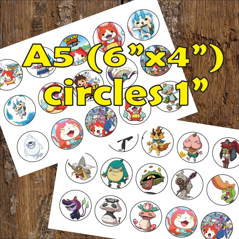 30 YoKai Watch Digital Party Stickers Circles size Etsy