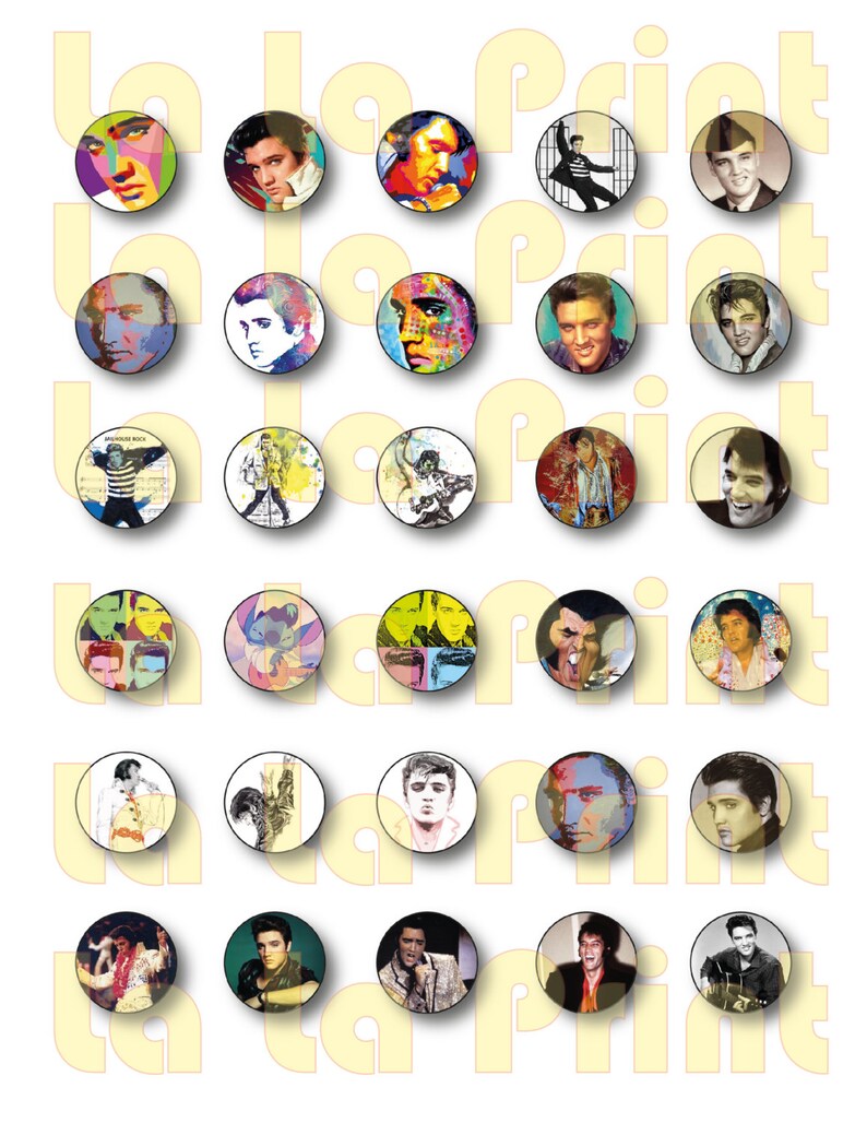 30 Elvis Presley Party Stickers Circles size 1'' | Etsy