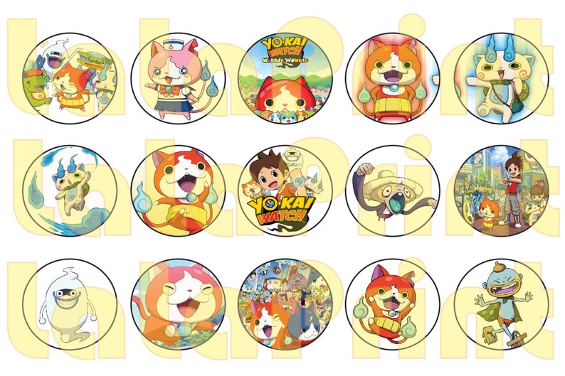 30 YoKai Watch Digital Party Stickers Circles size Etsy