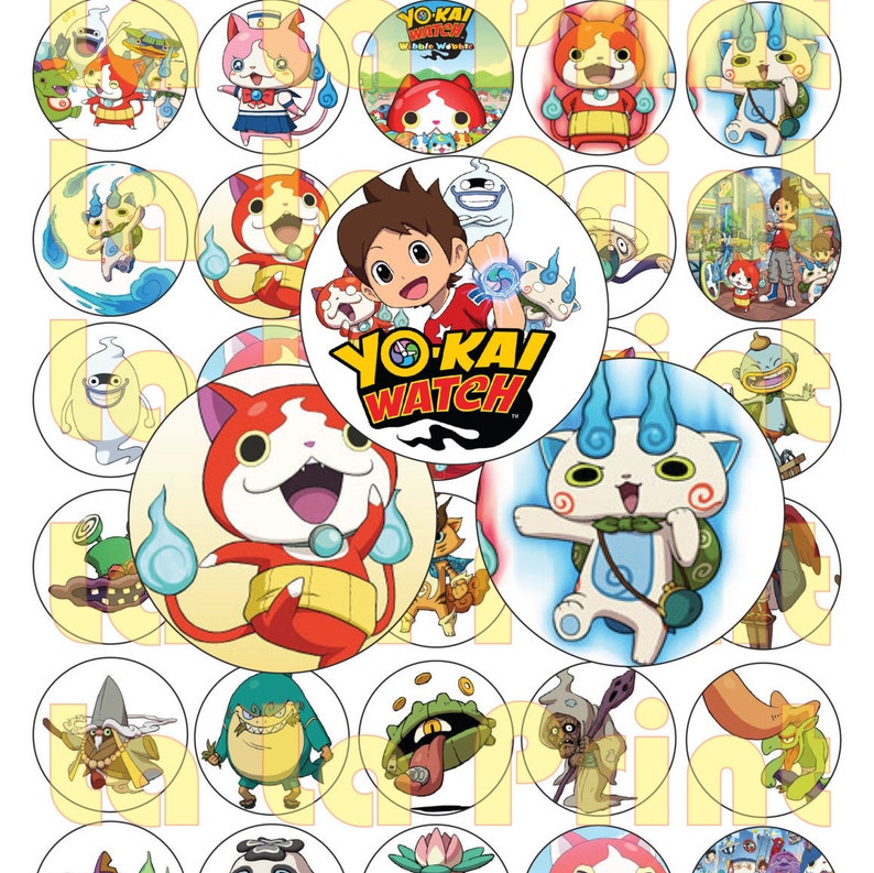 30 YoKai Watch Digital Party Stickers Circles size Etsy