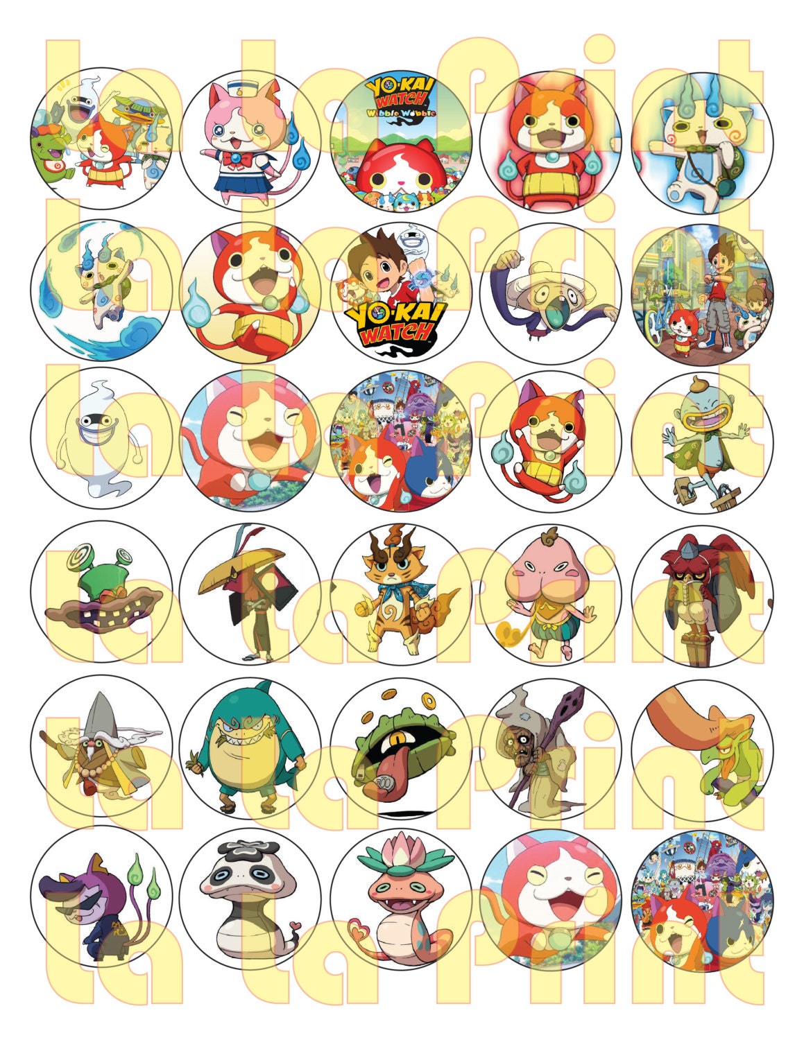 30 Yokai Watch Digital Party Stickers Circles Size Etsy Canada