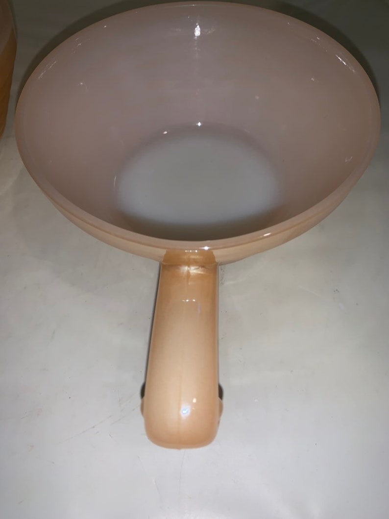 Vintage Set of 2 Fire King Bowls With Handles Luster Ware Beehive Pattern