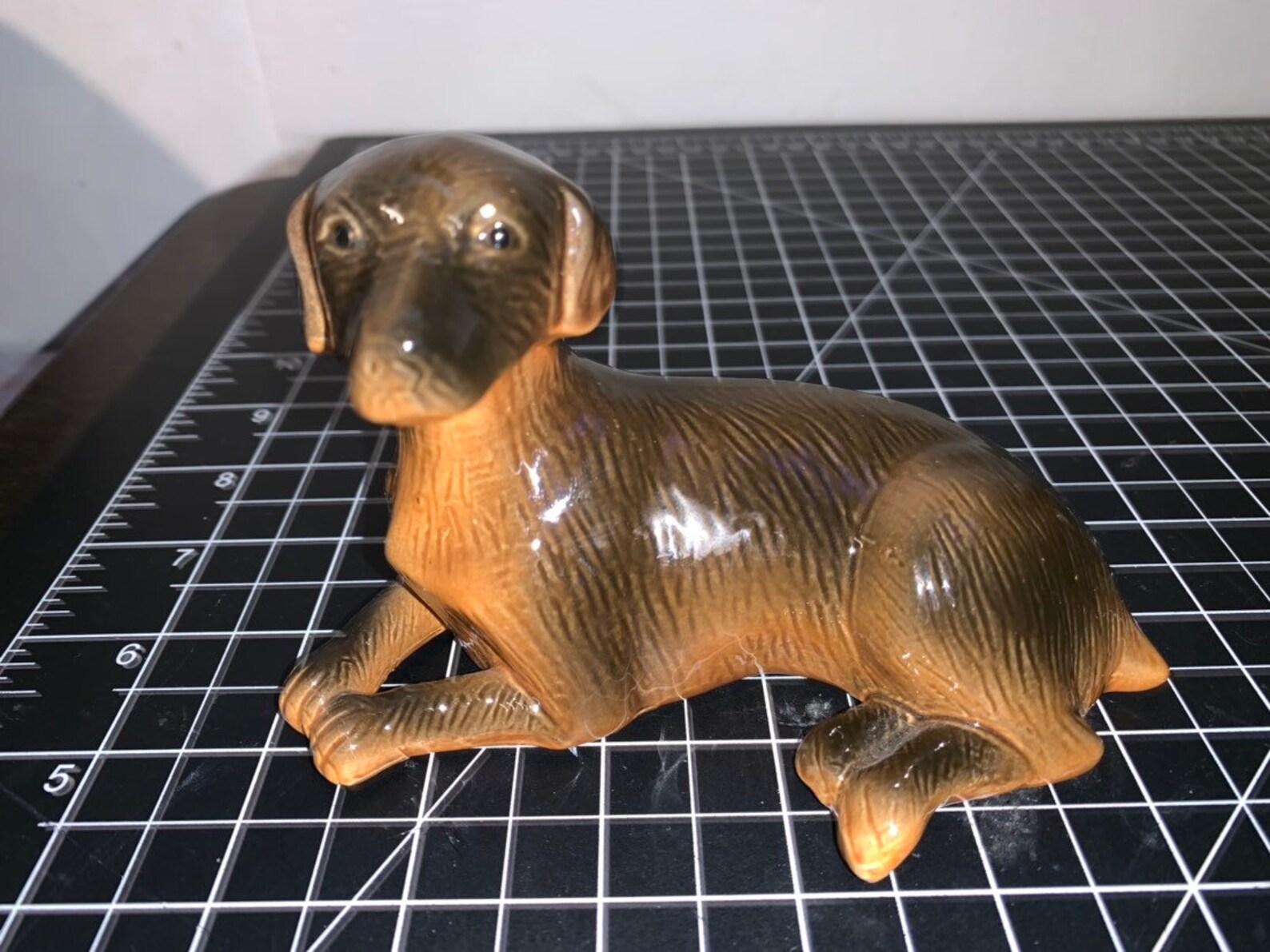 Vintage Dachshund Dog Figurine Ceramic Porcelain Puppy Brown Etsy