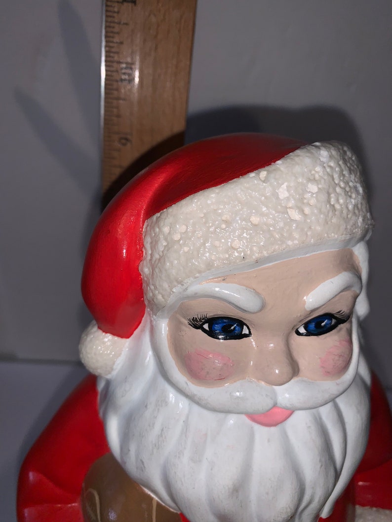 Vintage 1971 Ceramic Santa Planter Candy Cane Holder Christmas Decor Holiday