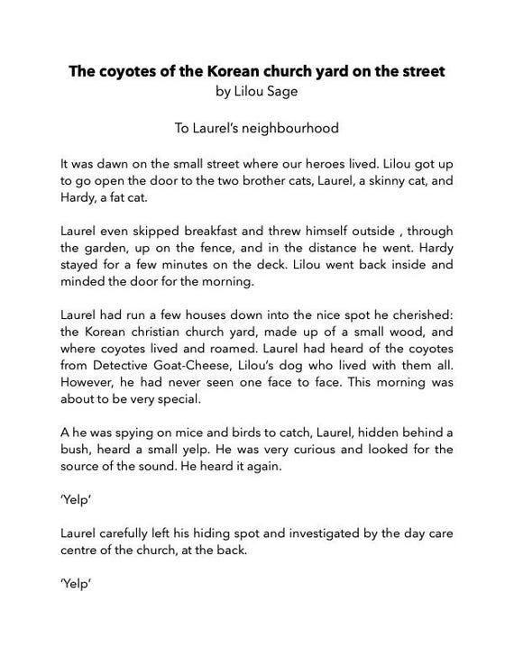 Bilingual story about cats and coyotes friendship by Lilou (DIGITAL 2025)