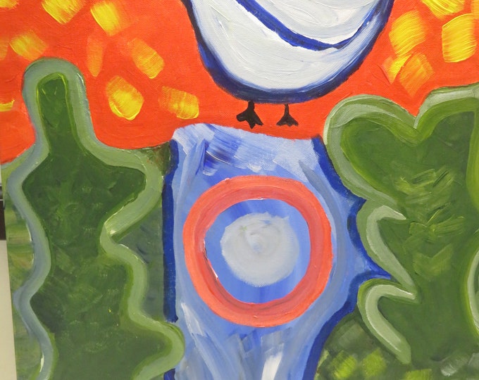 Bird by the River Acrylic Painting - 18x24