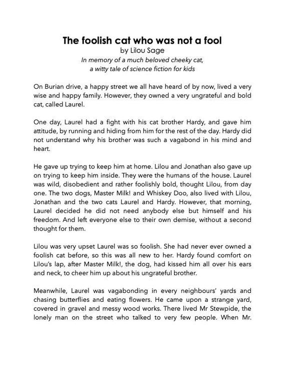 The foolish cat who was not a fool  (PRINT BOOKLET , 2nd ed 2026)