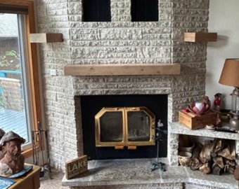 Solid Alder Wood Rustic Floating Mantel Shelf, Farmhouse Fireplace Elegance