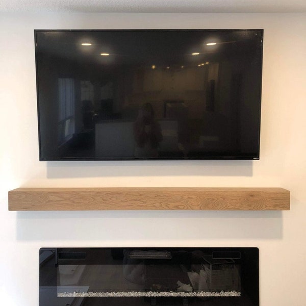 Modern White Oak Fireplace Mantel – Solid American Hardwood – Handcrafted Floating Mantle Shelf - Custom Dimensions