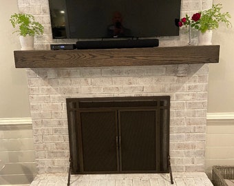 Red Oak Fireplace Mantel: Custom Floating Wood Beam