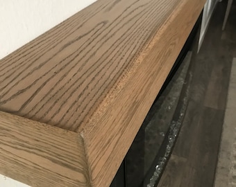 Modern Red Oak Fireplace Mantel, Solid Hardwood, Custom Dimensions, Handmade Floating Shelf Mantle