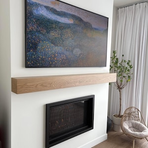 Modern White Oak Fireplace Mantel – Solid American Hardwood – Handcrafted Floating Mantle Shelf - Custom Dimensions