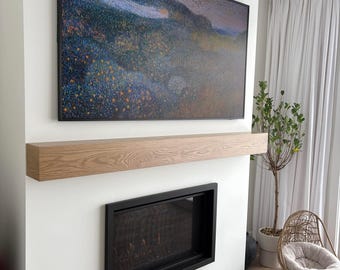 Modern White Oak Fireplace Mantel – Solid American Hardwood – Handcrafted Floating Mantle Shelf - Custom Dimensions