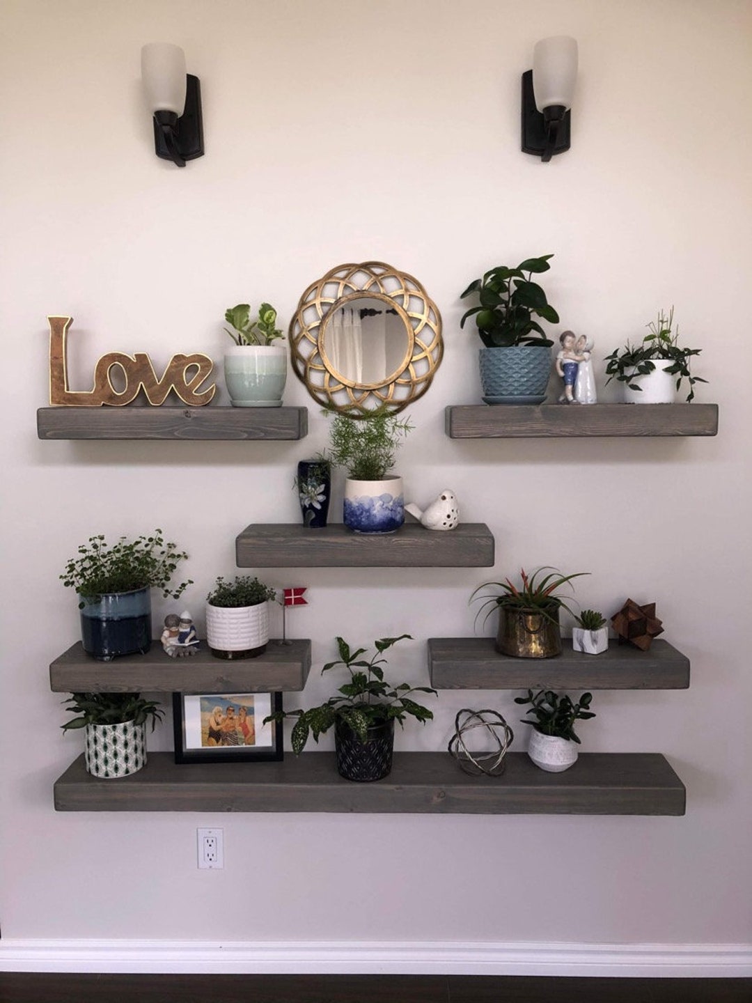 Real Wood Floating Shelves // Rustic Shelf // Pine Wood Shelf // Kitchen Rustic Floating Shelves