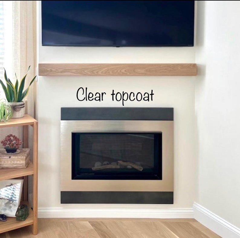 White Oak Fireplace Mantel - Solid Hardwood - Modern Floating Mantle Shelf - Custom Dimensions Available image 5
