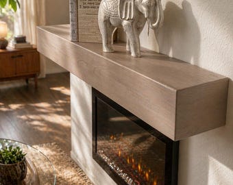 White Oak Fireplace Mantel - Solid Hardwood - Modern Floating Mantle Shelf - Custom Dimensions Available