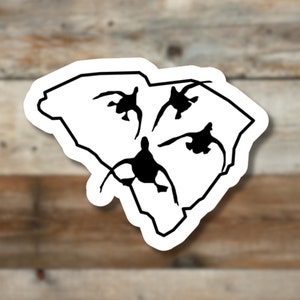 SC Ducks, South Carolina, Duck Hunting, Ducks Flying Vinyl Sticker, Laminated Sticker for Water bottle or laptop