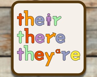 Their There They&#39;re Grammar Sticker: Laminated Vinyl Decal