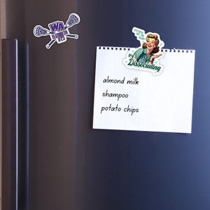 Dystopia Got You Down? | Retro Housewife | Fridge or Locker Magnet | Die Cut Decal for Laptop, Water Bottle Magnet