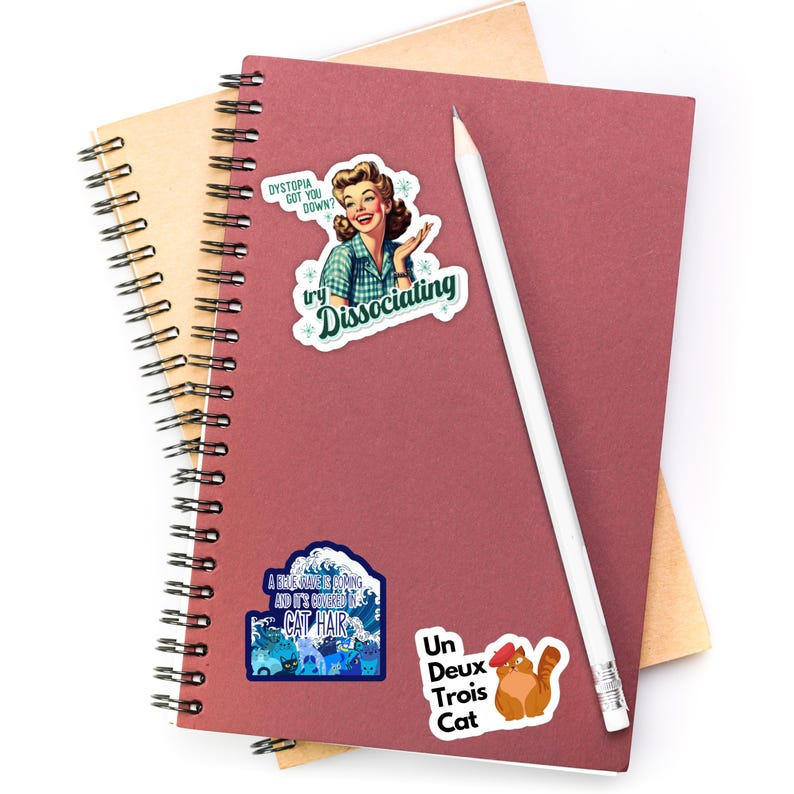 Dystopia Got You Down? | Retro Housewife | Fridge or Locker Magnet | Die Cut Decal for Laptop, Water Bottle bild 6