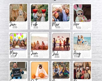 Custom Photo Magnet Calendar 2026: Personalized Monthly Fridge Magnets