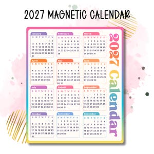 2027 Magnetic Fridge Calendar | Year At-a Glance Fridge Magnet | Vertical Layout