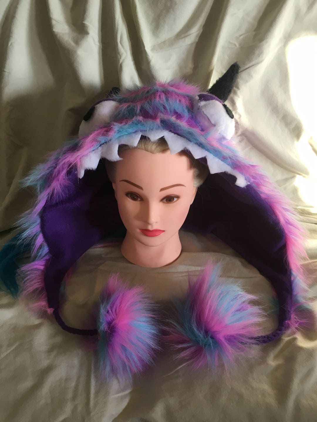 Purple and Pink Monster Hood Etsy