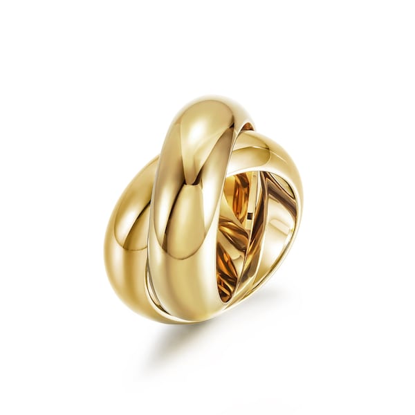 Verdrehter Chunky Rolling Band Ring in Gelbgold Vergoldung