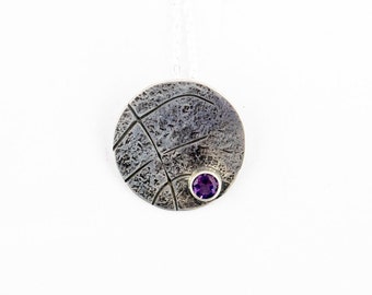 Silver Leaf & Amethyst Necklace, Leaf Necklace, Amethyst Crystal Necklace, Gemstone Necklace, Unique Necklace