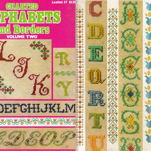 Alphabet Patterns PDF ABC&#39;s and Borders Charted Cross Stitch, Needlepoint, Plastic Canvas, Latch Hook Rugs. Vintage Book Instant Download