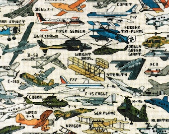 Mini Cross Stitch Pattern PDF Instant Download, Vintage One Nighters 46 Aircraft Needlework DIGITAL PATTERNS for embroidery and needlepoint