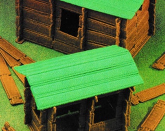 Vintage Plastic Canvas Pattern PDF, Kids Crafts Patterns Digital Download, Building Logs DIY Lincoln logs cabin instructions