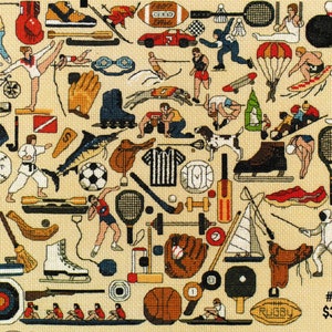 Puede incluir: Una ilustración colorida de varios deportes y actividades, incluyendo béisbol, baloncesto, fútbol, natación, esquí y mucho más. La imagen está llena de una variedad de colores y patrones, y es una excelente manera de celebrar la alegría de los deportes.