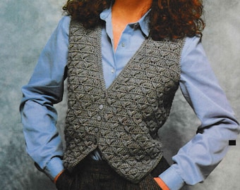 Womans Vest Pattern Crochet PDF Textured Sweater Vest Diamonds Vintage Instant Download LADIES SIZE 12 - 14 - 16