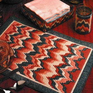 Vintage Plastic Canvas Pattern PDF Download, Bargello Place Mat Set Plastic Canvas Needlepoint Pattern to Make. DIGITAL PATTERN
