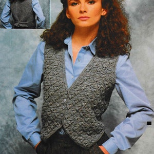 Womans Vest Pattern Crochet PDF Textured Sweater Vest Diamonds Vintage Instant Download LADIES SIZE 12 - 14 - 16