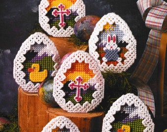 SALE! Easter Plastic Canvas Patterns PDF Spring Crafts Patterns Digital Download Egg Ornament /Picture Bunny Rabbit Baby Chick Cross