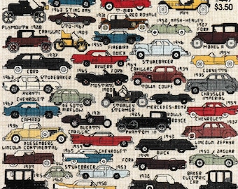 Mini Fast Cross Stitch Pattern PDF Download, Vintage One Nighters 40 Classic Cars Needlework DIGITAL PATTERNS for embroidery and needlepoint