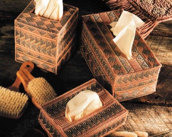 Tissue Box Covers Plastic Canvas Pattern PDF, Aztec, Southwestern Craft Pattern PDF Download.