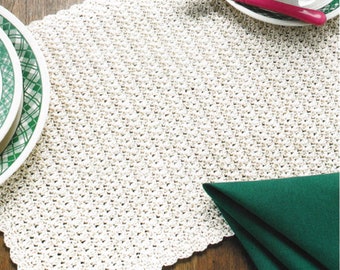 Crochet Place Mat Pattern PDF Scallop Edge Cotton Dining Placemat Vintage Craft Book Instant Download - Sport Yarn