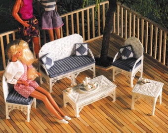 Dollhouse Furniture Plastic Canvas Pattern PDF Book Instant Download Fashion Doll House Patio Set Chair Bench Table Pillows Patterns