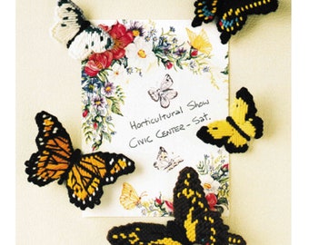 Vintage Plastic Canvas Patterns PDF, Crafts Pattern Instant Digital Download, Butterfly Fridgies DIY  Butterfly Magnets *10-mesh*