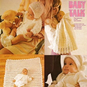 SALE! Baby Crochet + Knit Patterns PDF Vintage Instant Download Hooded Cape, Jacket, Beret, Hat, Booties, Afghan: Infants Newborn - 3 months