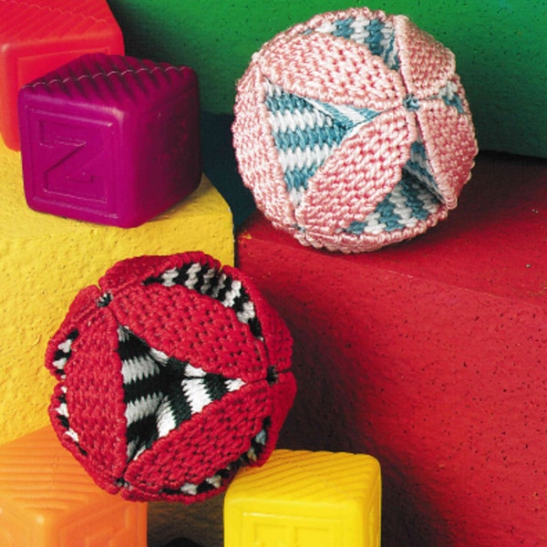 Plastic Canvas Toys Pattern Book PDF Colorblock Ball for Toddler Playroom Vintage Crafts Leaflet Instant Digital Download