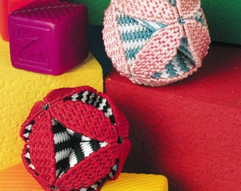 Plastic Canvas Toys Pattern Book PDF Colorblock Ball for Toddler Playroom Vintage Crafts Leaflet Instant Digital Download