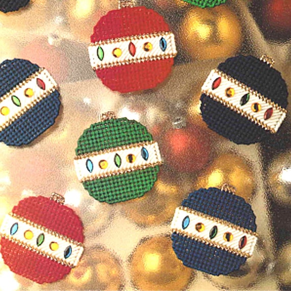 SALE Christmas Ornaments Plastic Canvas Patterns PDF, Christmas Download,  Be-jeweled Rhinestone Ornaments Easy DIY Kids 