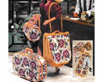 Plastic Canvas doll Furniture Pattern PDF Fashion Doll Rose Tapestry Luggage Instant Download *10-count* mesh