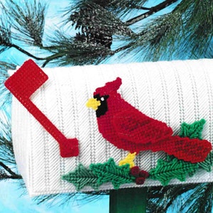 Plastic Canvas Christmas Patterns PDF Download, Cardinal Bird Letter and Message Mailbox, Fast + Easy Holiday Crafts for Adults