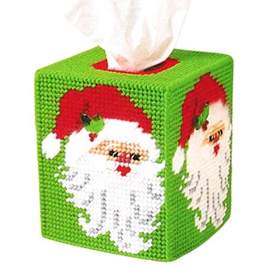 Plastic Canvas Christmas Patterns PDF, Plastic Canvas Tissue Box Cover Pattern, Holiday Santa Crafts Pattern PDF Instant Download