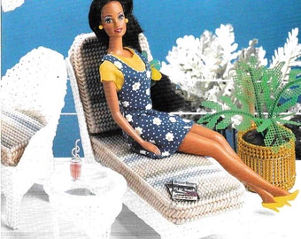 SALE! Plastic Canvas Barbie Furniture Pattern PDF Fashion Doll Patio Vintage Craft Book Instant Download 7-count